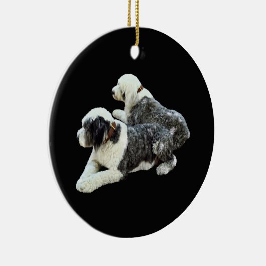 Twee Sheepdogs Keramisch Ornament (Rechts)