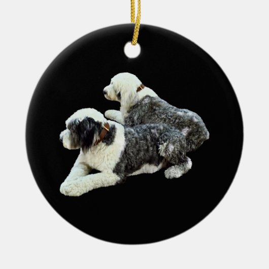 Twee Sheepdogs Keramisch Ornament (Voorkant)