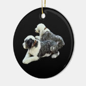 Twee Sheepdogs Keramisch Ornament (Links)