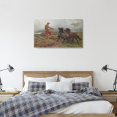 Twee Shetland pony's in een mistig Schots landscha Canvas Afdruk (Insitu (Slaapkamer))