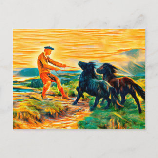 Twee Shetland pony's in een slecht landschap Briefkaart