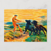 Twee Shetland pony's in een slecht landschap Briefkaart (Voorkant)