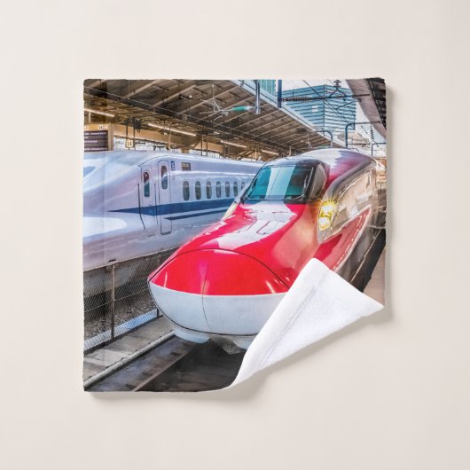 Twee Shinkansen op het Tokyo-station Bad Handdoek (Wasdoekje)