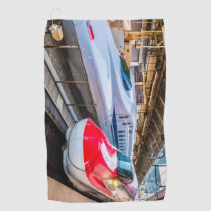 Twee Shinkansen op het Tokyo-station Golfhanddoek