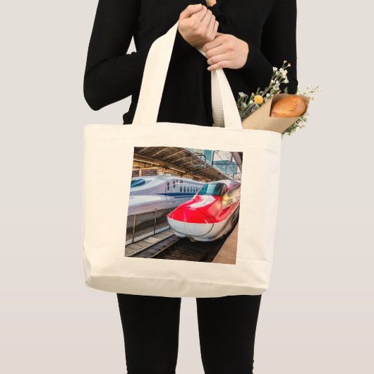 Twee Shinkansen op het Tokyo-station Grote Tote Bag (Voorkant (product))