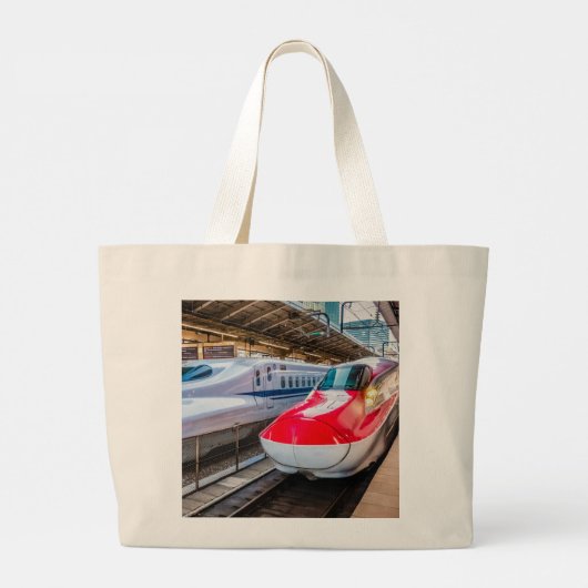 Twee Shinkansen op het Tokyo-station Grote Tote Bag (Achterkant)
