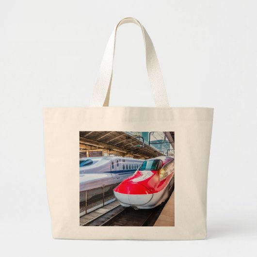 Twee Shinkansen op het Tokyo-station Grote Tote Bag (Voorkant)