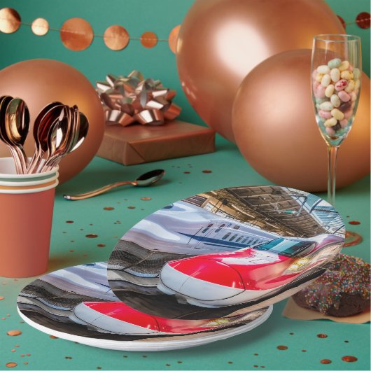 Twee Shinkansen op het Tokyo-station Papieren Bordje (Multi)