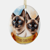 Twee Siamese katten Keramisch Ornament (Rechts)