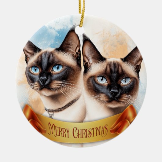Twee Siamese katten Keramisch Ornament (Voorkant)