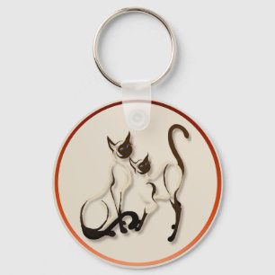 Twee Siamese katten Ketting Sleutelhanger