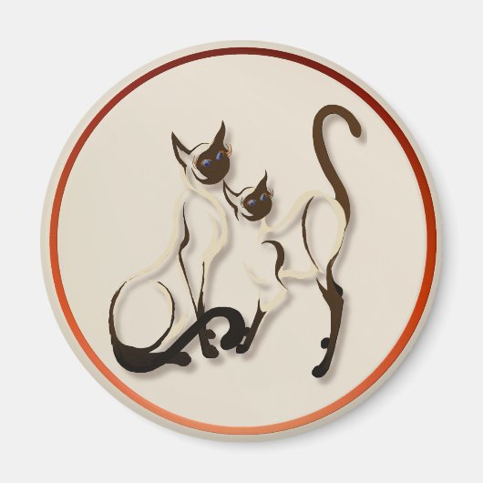 Twee Siamese Katten Magneten (Voorkant)