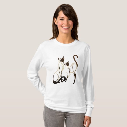 Twee Siamese katten Shirten T-shirt (Voorkant volledig)