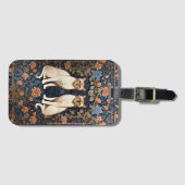 Twee Siamese katten William Morris geïnspireerd Bagagelabel (Voorkant (horizontaal))