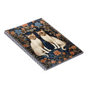 Twee Siamese katten William Morris geïnspireerd Notitieboek (Rechterzijde)