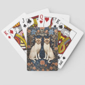 Twee Siamese katten William Morris geïnspireerd Pokerkaarten (Achterkant)