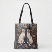 Twee Siamese katten William Morris geïnspireerd Tote Bag (Voorkant)