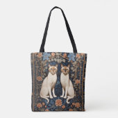 Twee Siamese katten William Morris geïnspireerd Tote Bag (Achterkant)