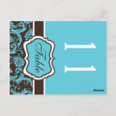 Twee sided Aqua en bruin Damask-tabelnummer Briefkaart (Achterkant)
