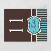 Twee sided Aqua en bruin Damask-tabelnummer Briefkaart (Voorkant)