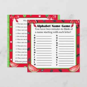 Twee Sided Baby shower Games Watermelon Thleed Kaart