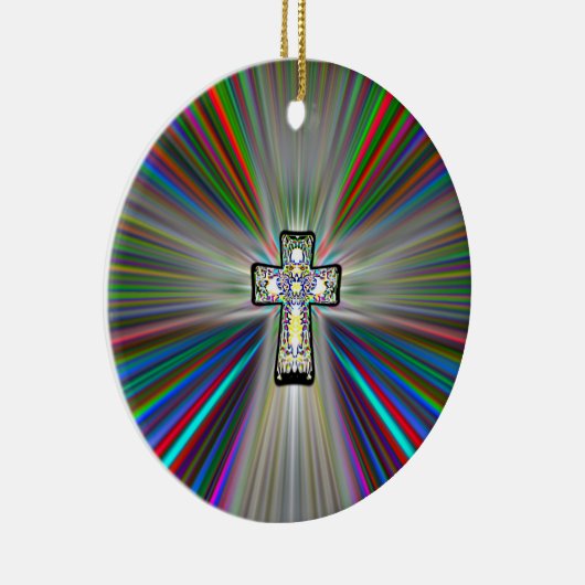 Twee Sided CROSS Keramisch Ornament (Rechts)