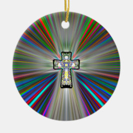 Twee Sided CROSS Keramisch Ornament