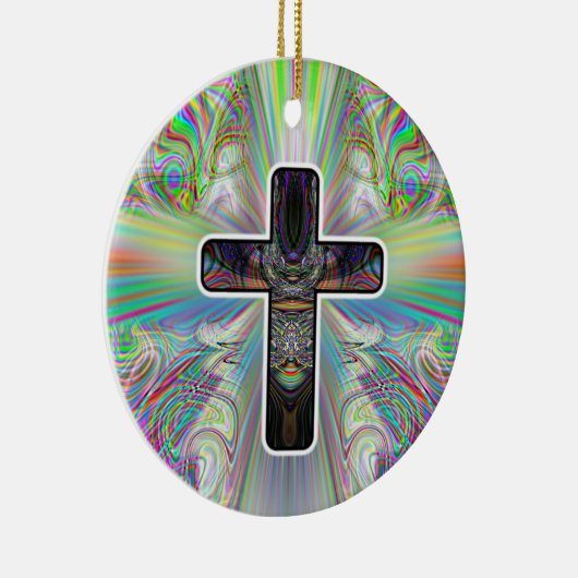 Twee Sided CROSS Keramisch Ornament (Rechts)