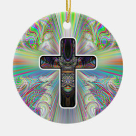 Twee Sided CROSS Keramisch Ornament