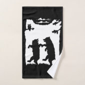 Twee Silhouette Dansende Zwarte Beren Bomen Owl Bad Handdoek (Handdoek)