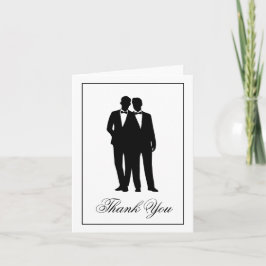 Twee Silhouetten van Bruidegoms danken u nota Bedankkaart