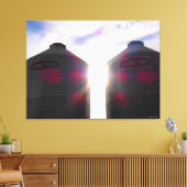 Twee Silo's bij Zonsopgang Canvas Afdruk (Insitu (Woonkamer))