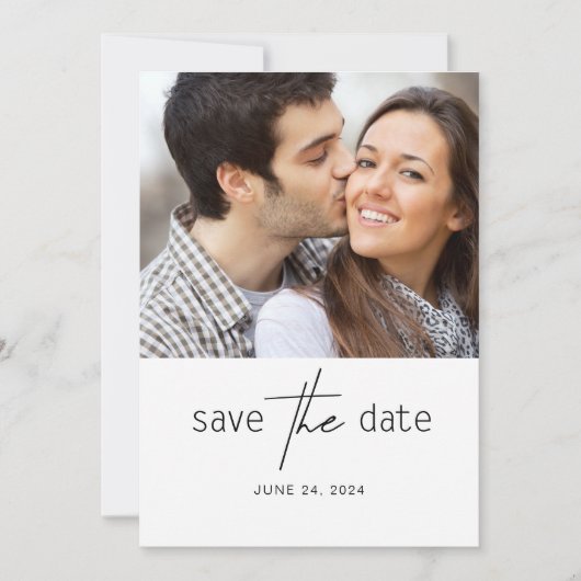 Twee simpele foto's bewaren de datum save the date (Voorkant)