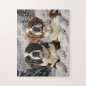 Twee Sint-Bernards in de sneeuw Legpuzzel (Verticaal)