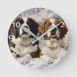 Twee Sint Bernards in de sneeuw Ronde Klok