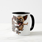 Twee skateboarden zijn de race. mok (Voorkant rechts)