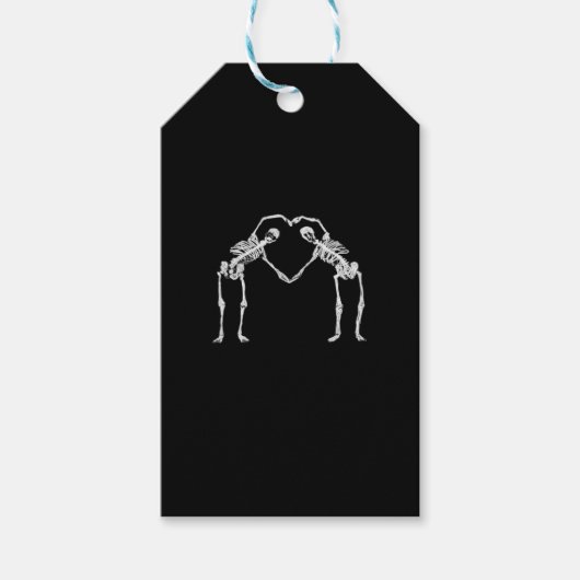 Twee Skeleton Hearts Handen Classic Cadeaulabel (Voorkant)