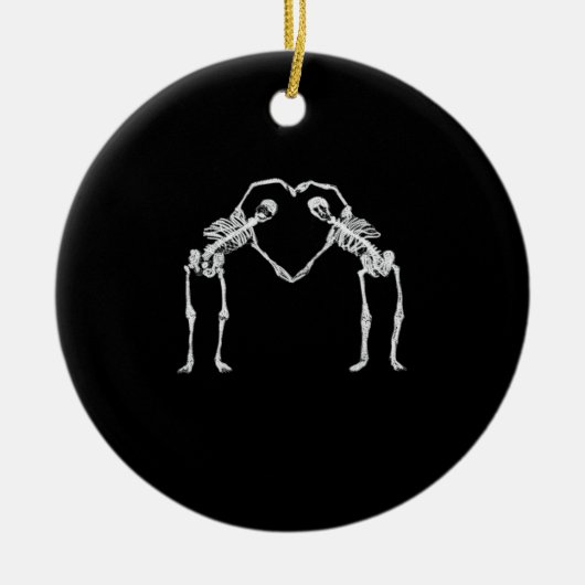 Twee Skeleton Hearts Handen Classic Keramisch Ornament (Voorkant)