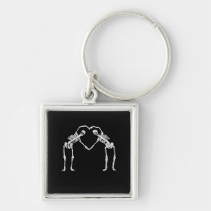 Twee Skeleton Hearts Handen Classic Sleutelhanger