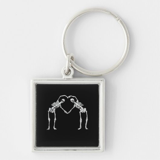 Twee Skeleton Hearts Handen Classic Sleutelhanger (Voorkant)