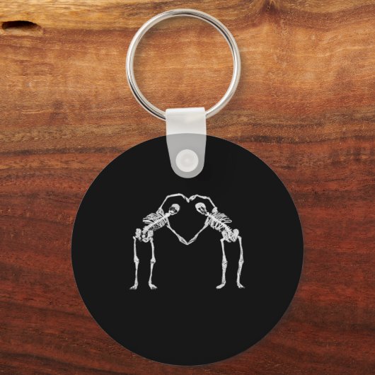Twee Skeleton Hearts Handen Classic Sleutelhanger (Voorkant)