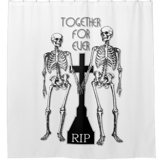 Twee skeletten uit liefde douchegordijn (Voorkant)
