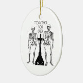 Twee skeletten uit liefde keramisch ornament (Links)