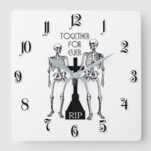 Twee skeletten uit liefde vierkante klok