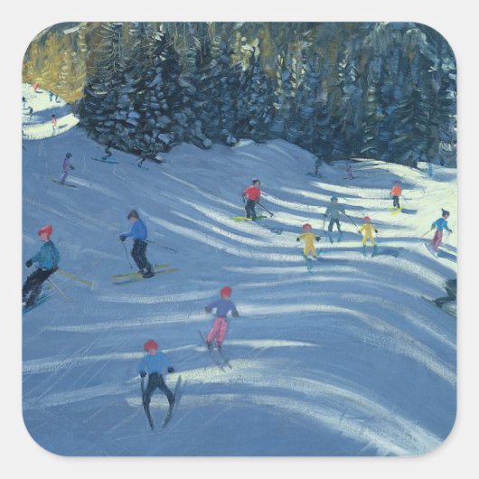 Twee skiën 2004 vierkante sticker (Voorkant)