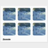 Twee skiën 2004 vierkante sticker (Vel)