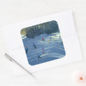 Twee skiën 2004 vierkante sticker (Envelop)