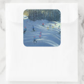 Twee skiën 2004 vierkante sticker (Tas)