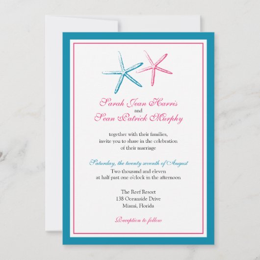 Twee Skinny Starfish Wedding Kaart (Voorkant)