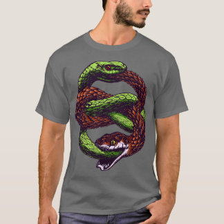 Twee slangen die elkaar eten t-shirt